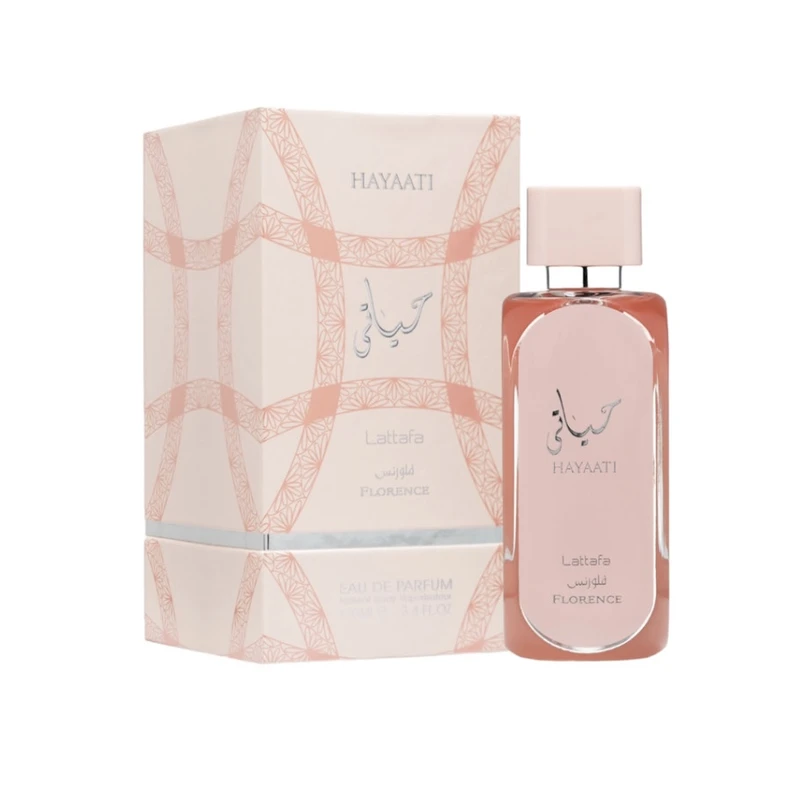 عطر ادوپرفیوم ادکلن زنانه حیاتی صورتی برند اصل لطافه(اماراتی)۱۰۰میل فلورنس  Lattafa Hayaati florance