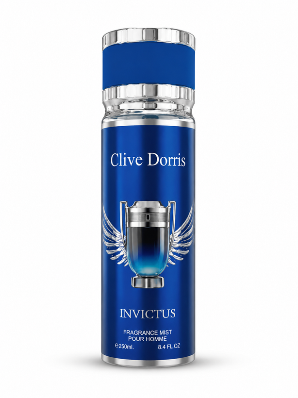 بادی اسپلش مردانه کلایو دوریس (Clive Dorris) مدل Invictus – نسخه آبی (Aqua) – حجم ۲۵۰ میلیلیتر