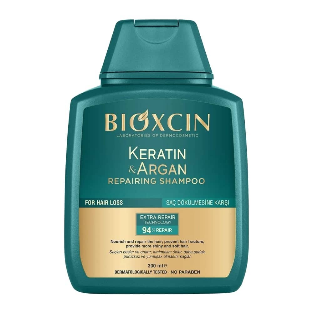 شامپو ترمیم کننده مو بیوکسین BIOXCIN مدل Keratin & Argan(300 میل)