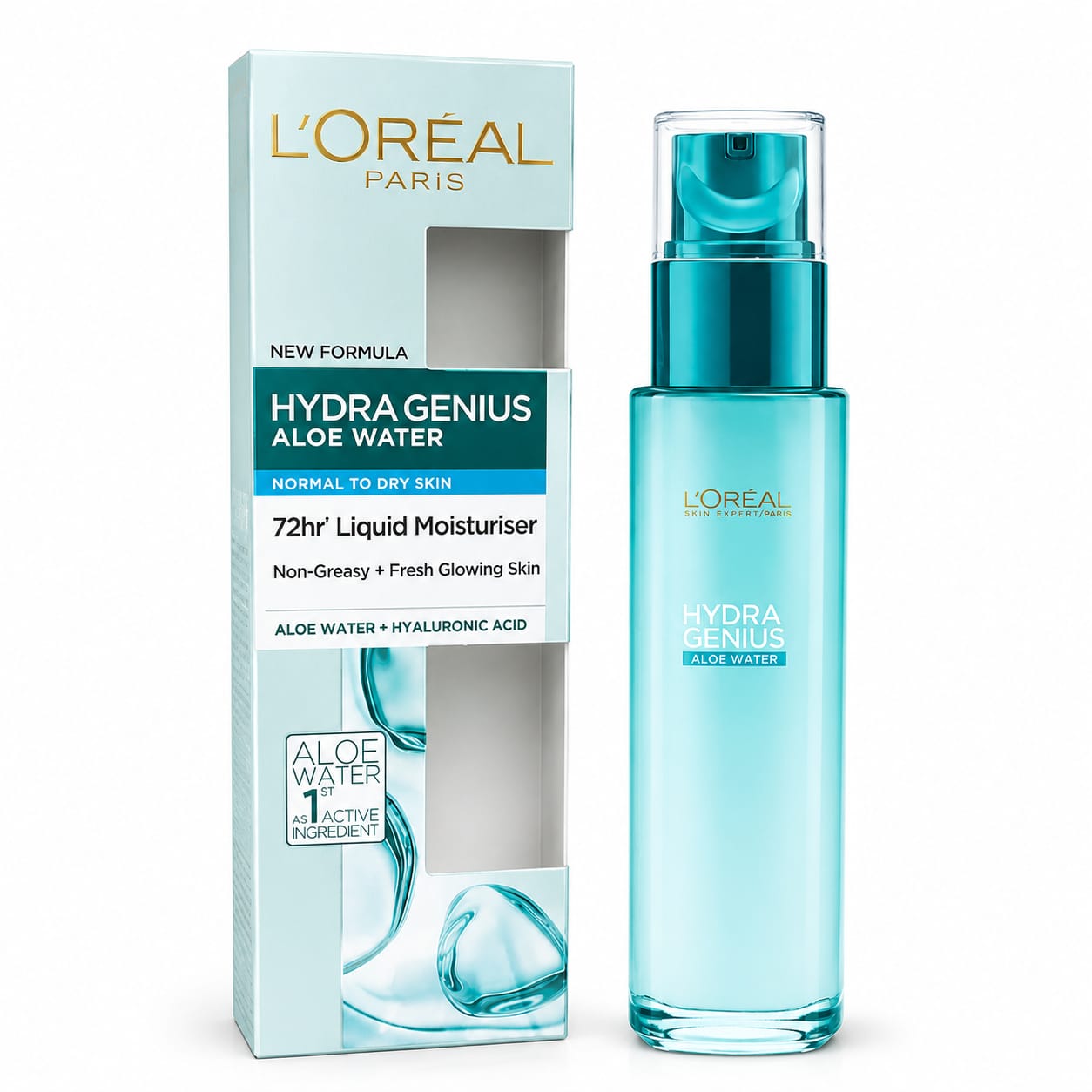 ژل آبرسان لورآل مدل Hydra Genius Aloe Water مناسب پوست نرمال تا خشک 70 میلی‌لیترکاملا اورجینال