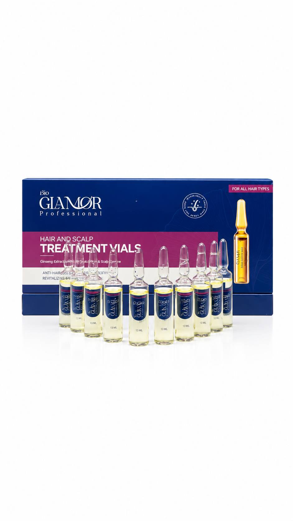 ویال تقویت و ضد ریزش مو بیو گلامور Bio Glamor Hair & Scalp Treatment Vials | پک 10 عددی 13 میلی‌لیتری