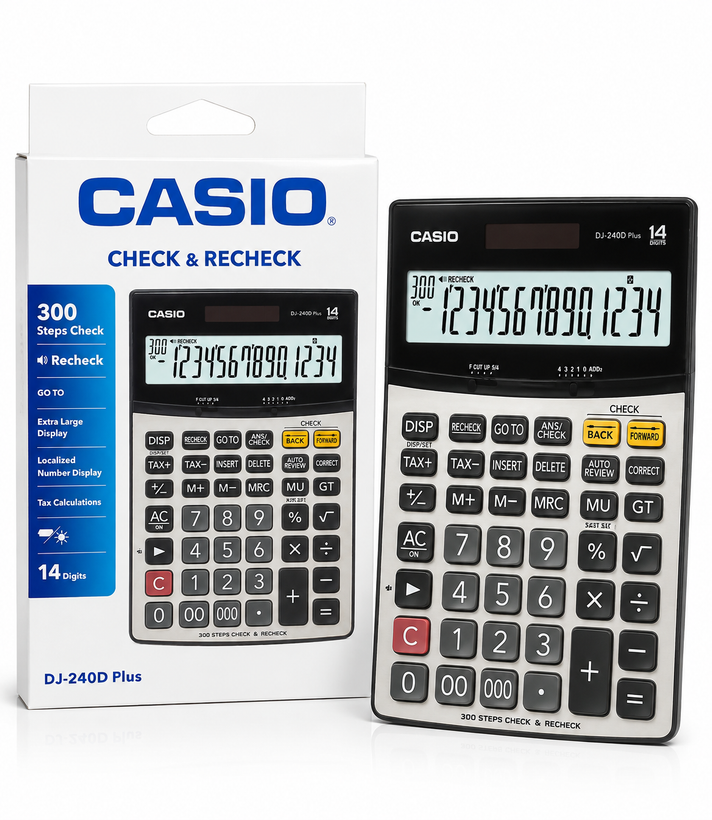 ماشین حساب کاسیو Casio DJ-240D Plus | ماشین حساب رومیزی ۱۴ رقمی